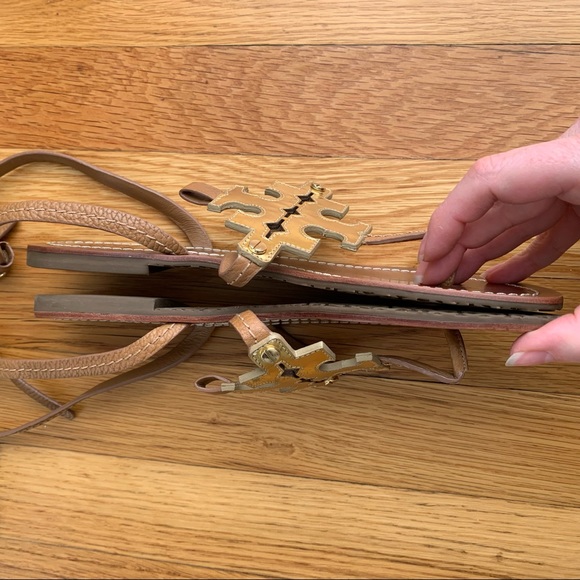 Tory Burch Gold Leather Gladiator Chandler Flat Sandal - Picture 8 of 14